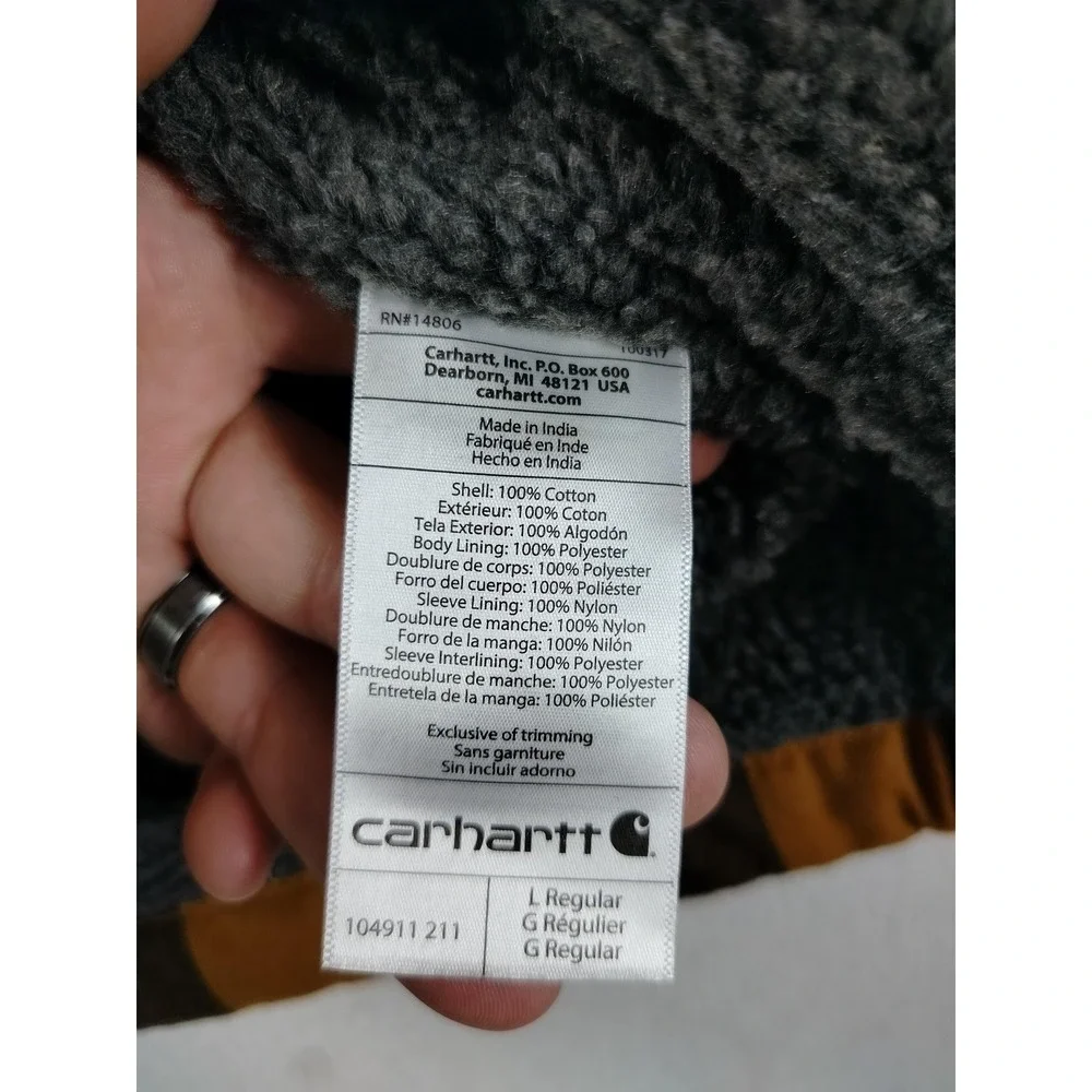 Carhartt‎ Jacket Mens Large Yellow Plaid Sherpa Lined Flannel Shirt Jac TJ4452-M